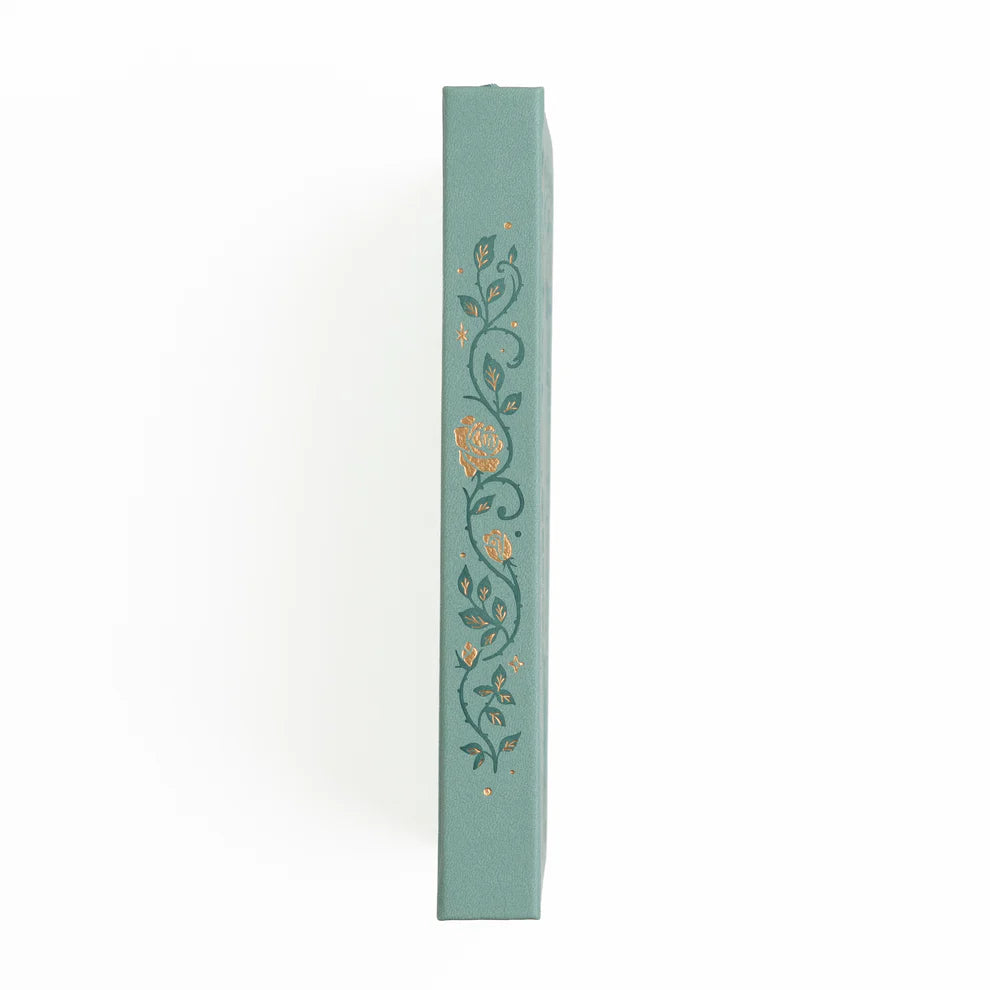 A love letter to book lovers, the Books of Beauty Reading Notebook is designed for cozy reading moments and thoughtful reflection.
Featuring a soft vegan leather cover in a dreamy seafoam hue, delicate gold-foil accents, and an elegant interior end page pattern, this notebook is as beautiful as it is functional—perfect for reading logs, book reviews, TBR lists, and journaling your favorite quotes.
A timeless addition to any stationery or bookish collection—ideal for readers, writers, and journal lovers.