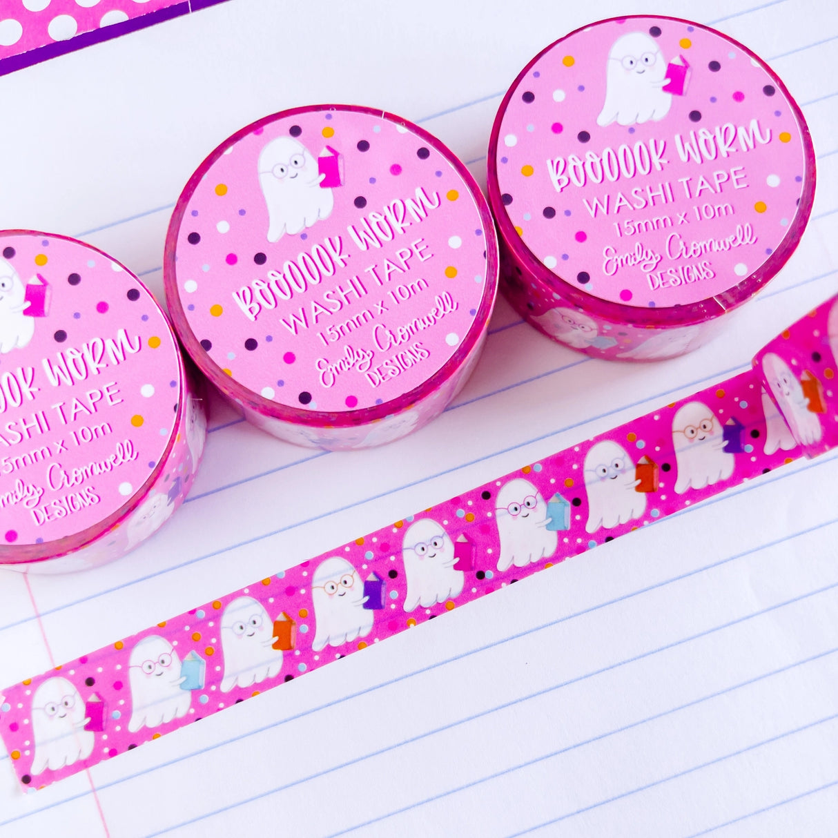 ✦ DETAILS ✦
Size: 15mm width x 10m length
Removable Washi Tape
Slightly Transparent
Features my hand drawn design as a repeat pattern
