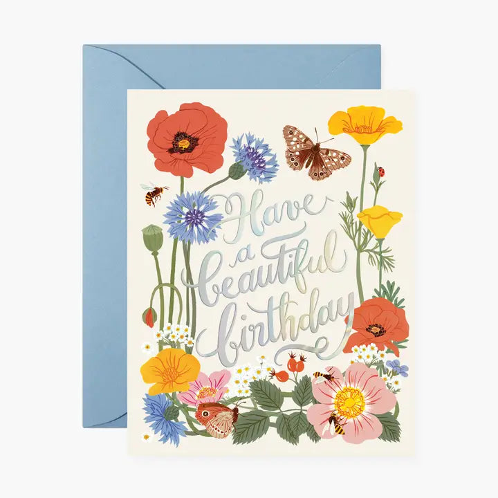 A lovely birthday card based on Oana Befort's hand-painted watercolor & gouache works.
~ A2 (4¼" x 5½") folded-card
~ Warm white heavy card stock, matte
~ Metallic holographic foil
~ Full color
~ Blank interior
~ Paired with A2 envelope