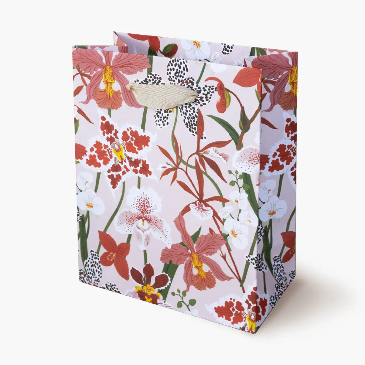 Botanica Paper Co. Small Gift Bag - Orchids
Heavyweight uncoated paper stock
Printed in full color
Cotton ribbon handles
Cardboard floor insert
Size: 5.5" x 7" x 3"