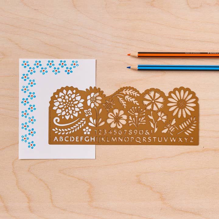 Botanical Metal Drawing Stencil For Drawing and Journaling