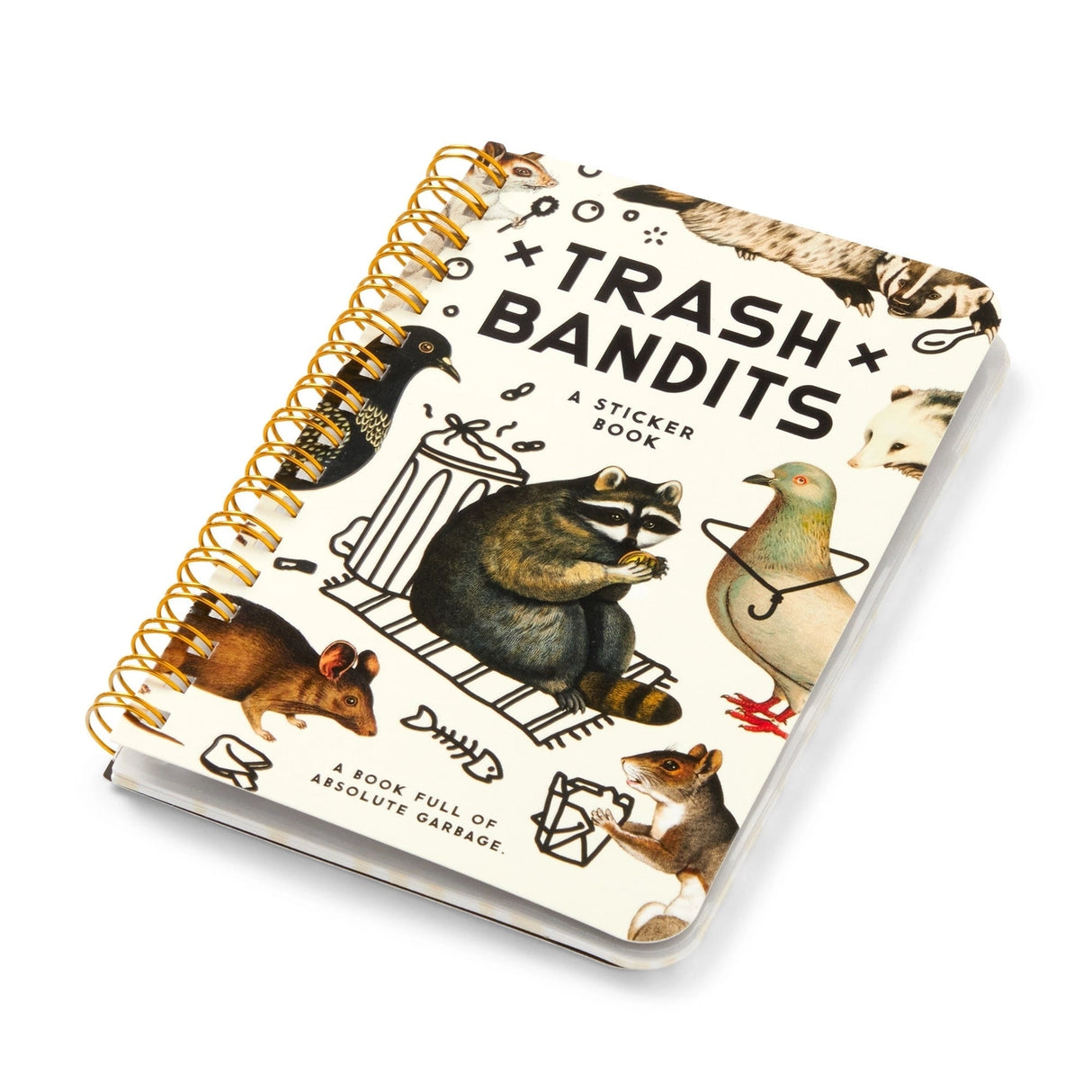 Dumpster chic meets unapologetic attitude in the Trash Bandits Sticker Book—a gloriously messy collection of oversized stickers featuring raccoons, possums, pigeons, and other urban icons with googly eyes and snarky commentary. Whether you're decorating your planner or marking your territory, these critters are here to add some trashy charm to your everyday life.
Inside, you’ll find 18 pages of trash animal stickers + 2 bonus pages of vintage-inspired puffy stickers, all packed with clever quips and chaoti