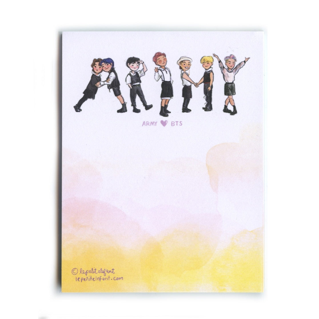 Bloc de notas del ejército de mantequilla de BTS
