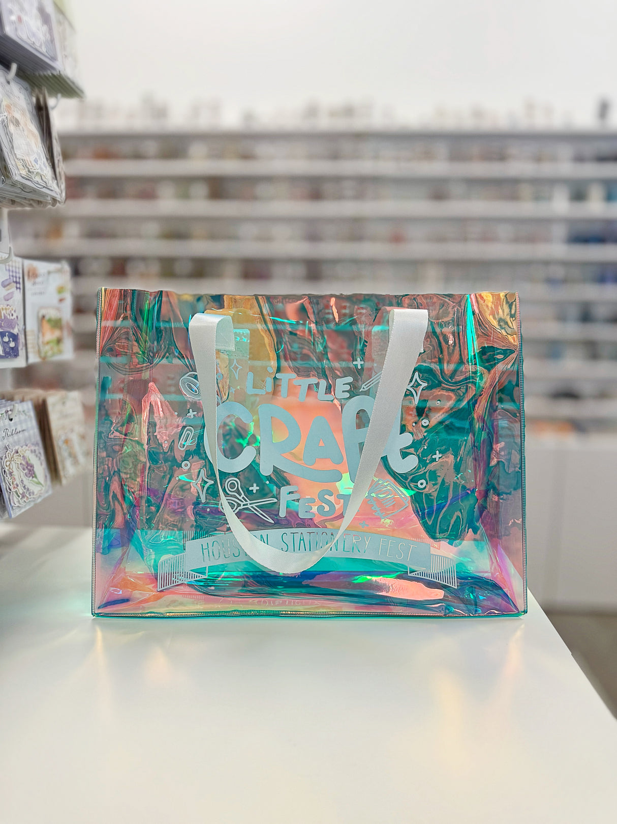 Iridescent Shopping Bag Blue - Little Craft Fest Exclusive