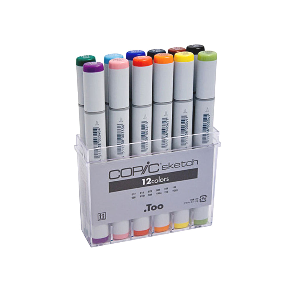 Juego básico de 12 colores de marcadores COPIC Sketch