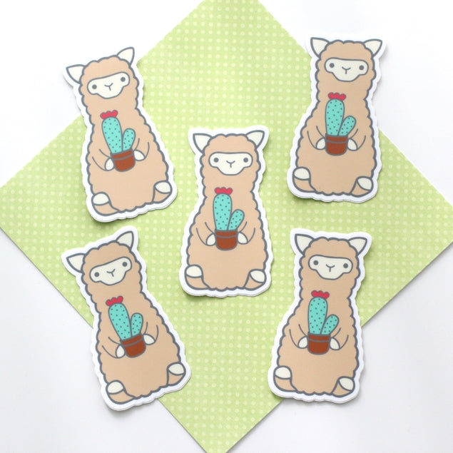 Cactus Alpaca Vinyl Sticker
