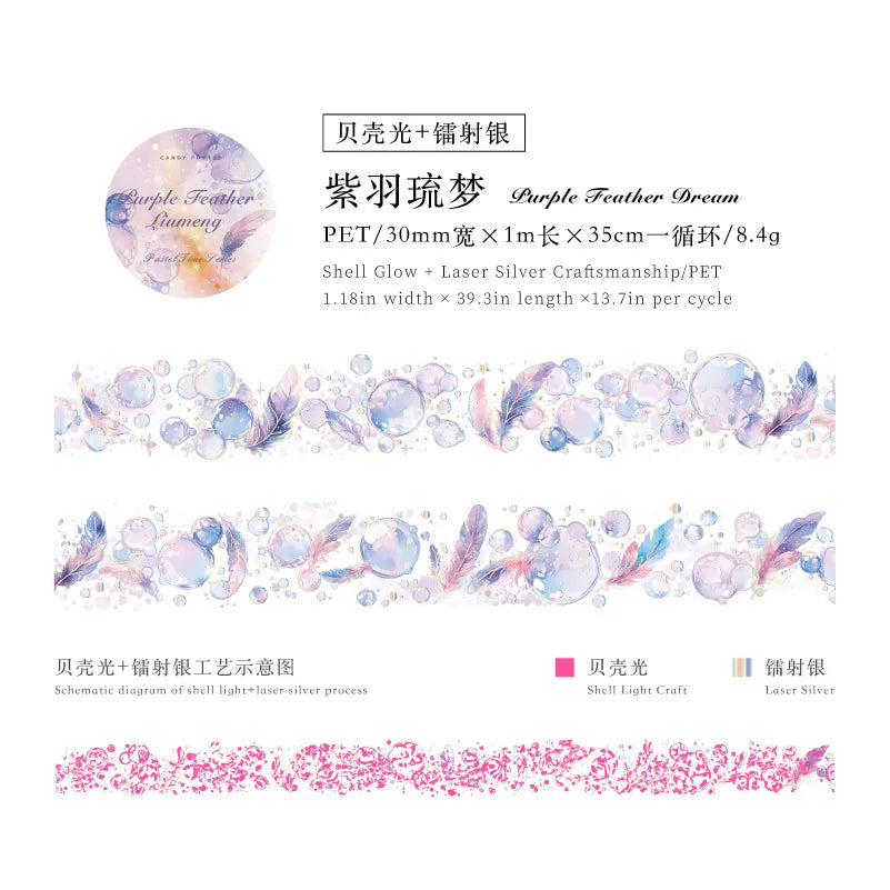Pop these adorable new bubble themed PET Tapes into your life! These bubble themed tapes include different elements to make the bubbles even cuter such as fish, butterflies, and stars!
Material: PET
Size: 30mm*2000mm (1.18*78.74 inch)
Theme: Bubbles
Includes 1 roll of PET tape