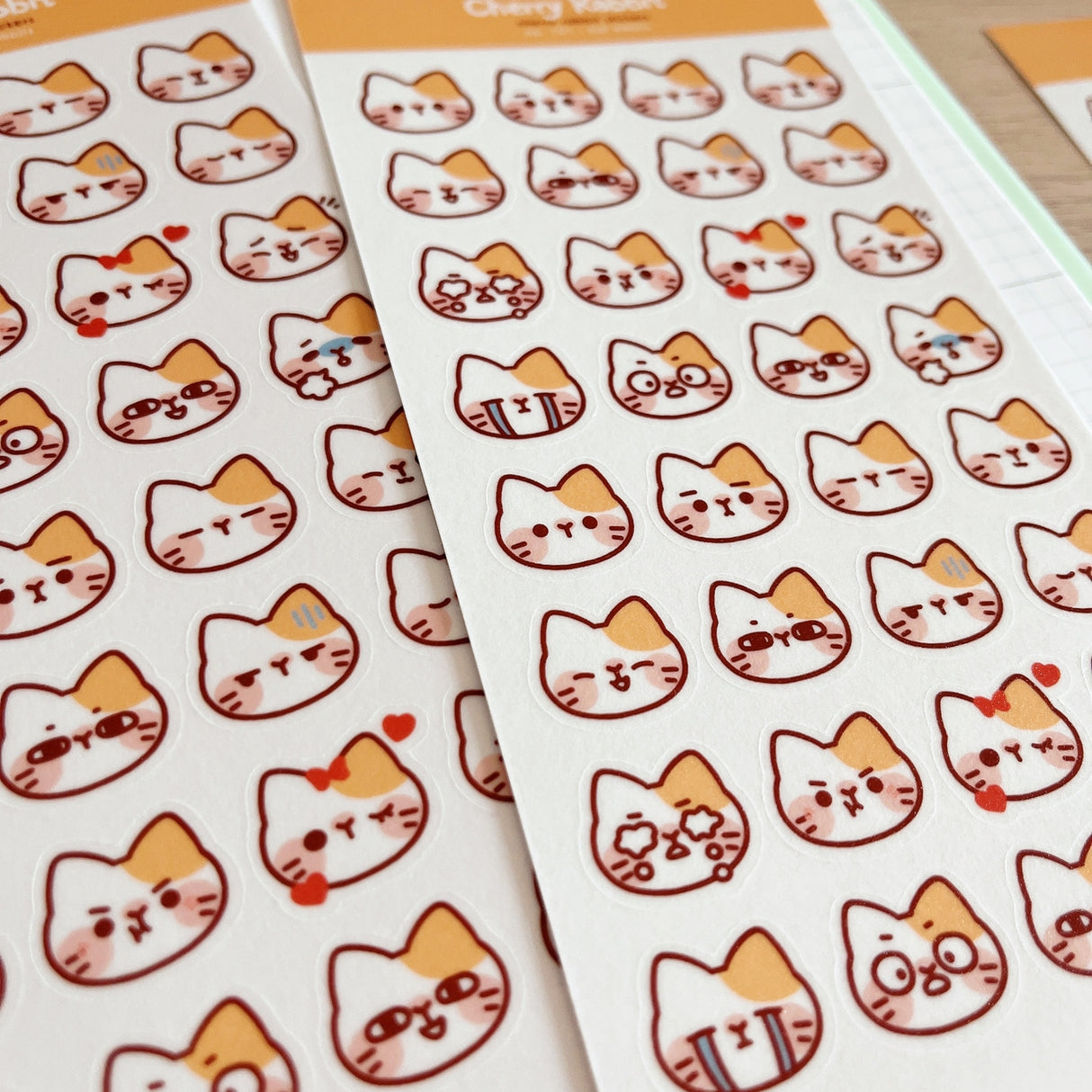 Cherry Rabbit Cat Emojis Sticker Sheet