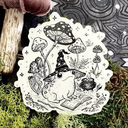 Toado the Magnificent, a magical toad learning spells in a whimsical forest!
Includes one 3" vinyl sticker
Dishwasher Safe and Water resistant
Perfect for water bottles, laptops, folders and more!