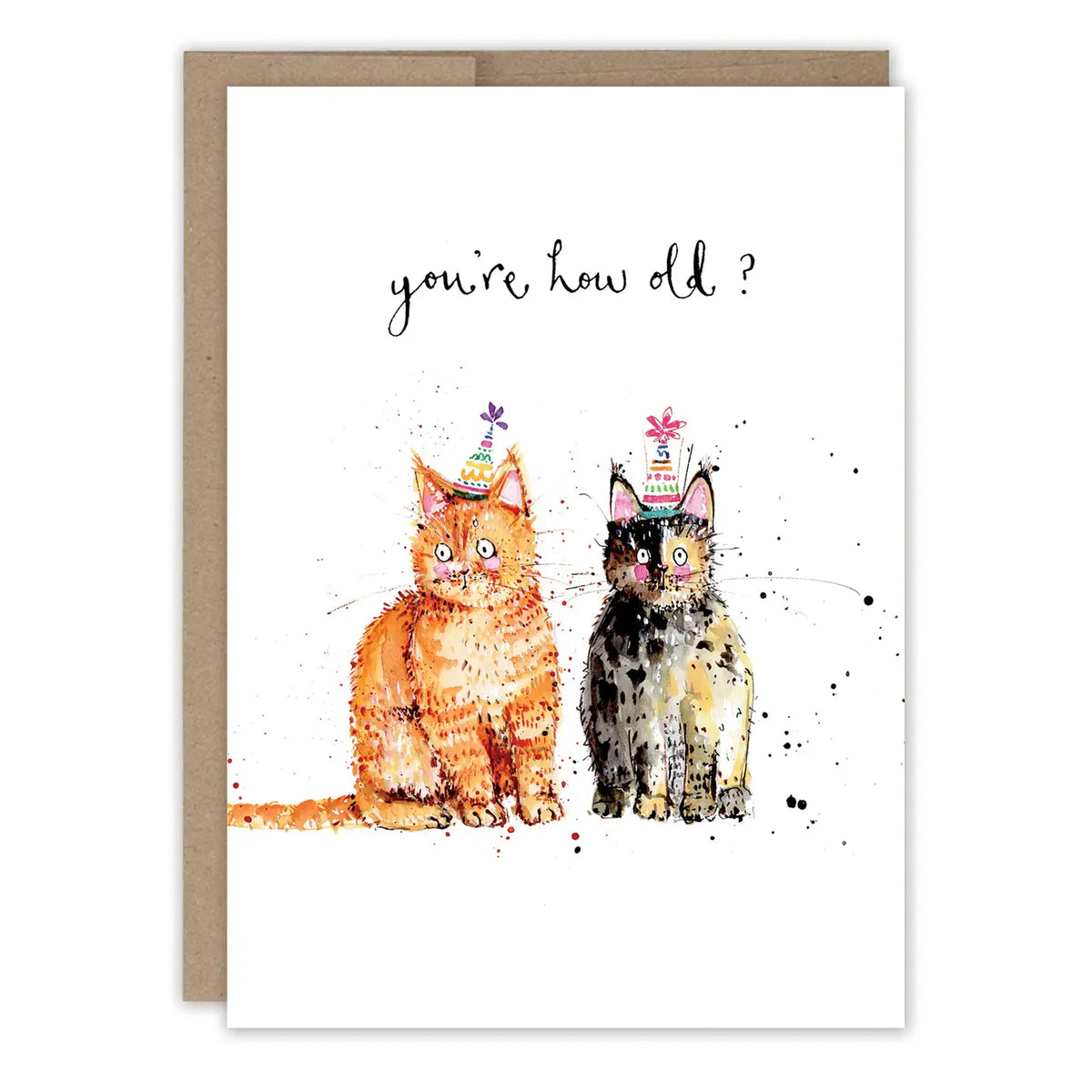 Cats You're How Old? Birthday Card
Inside verse: You're the purrr-fect age! Happy Birthday
• Size: A6, 4.6" x 6.4"
• Illustrated by Louise Mulgrew
• Paired with a Kraft envelope
• Printed in the USA on high-quality recycled post-consumer waste paper
About The Artist: Working with gouache and watercolor, Louise designs in her tiny studio in Brighton, England, inspired by her love of all animals, and passion for the natural world. Louise was named 2023 Artist of the Year by the USA Greeting Card Associatio