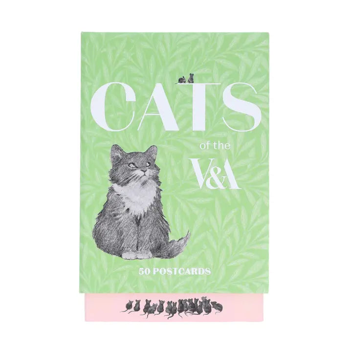 A set of fifty beguiling, funny, and artistic feline postcards selected from the incomparable collection of the Victoria and Albert Museum.
Bringing together fifty of the V&A’s most adorable, stylish, and charming cats, this boxed postcard set features a wide range of art styles, from the Edwardian eccentricity of Louis William Wain to the whimsy of early Victorian Christmas cards, and from the fish-stealing strays of sixteenth-century genre painting to the sophisticated felines of 1920s Paris.
Includ