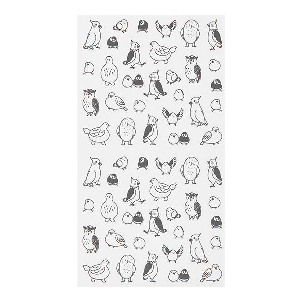 The "Talking Tori Pattern" is a design that is irresistible for bird lovers, featuring various birds such as parakeets and owls. You can express the mood of the day with the unique expressions of the birds.
A wide variety of sticker designs to use with your notebook
These peel-and-stick PET stickers will make your daily records more fun. Simply stick them freely on the margins of your notebook to create a gorgeous page. It can be divided into two parts up and down with perforations, so you ca