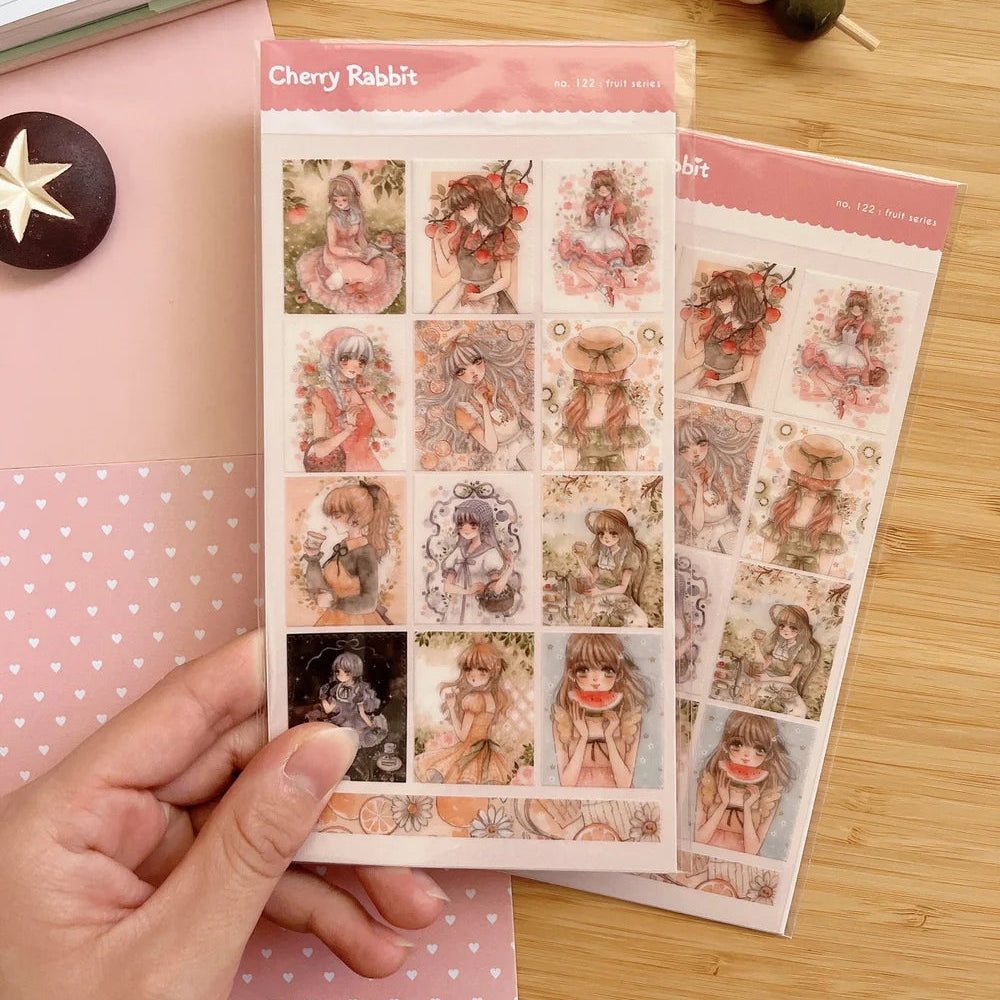 Clear transparent sticker sheet! Decorate your planner / diary with these watercolor illustrations of fruit girls πππππβ¨
Kiss cut sticker sheet (stamp style)
1 sheet
Sheet size: 9 x 18 cm
Material: Clear PET