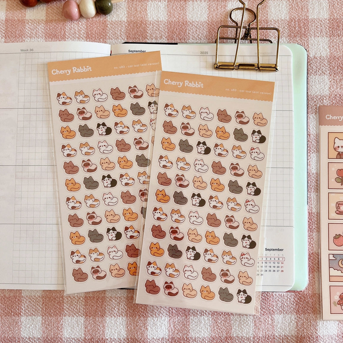 Cherry Rabbit Cat Loafs 2 Sticker Sheet