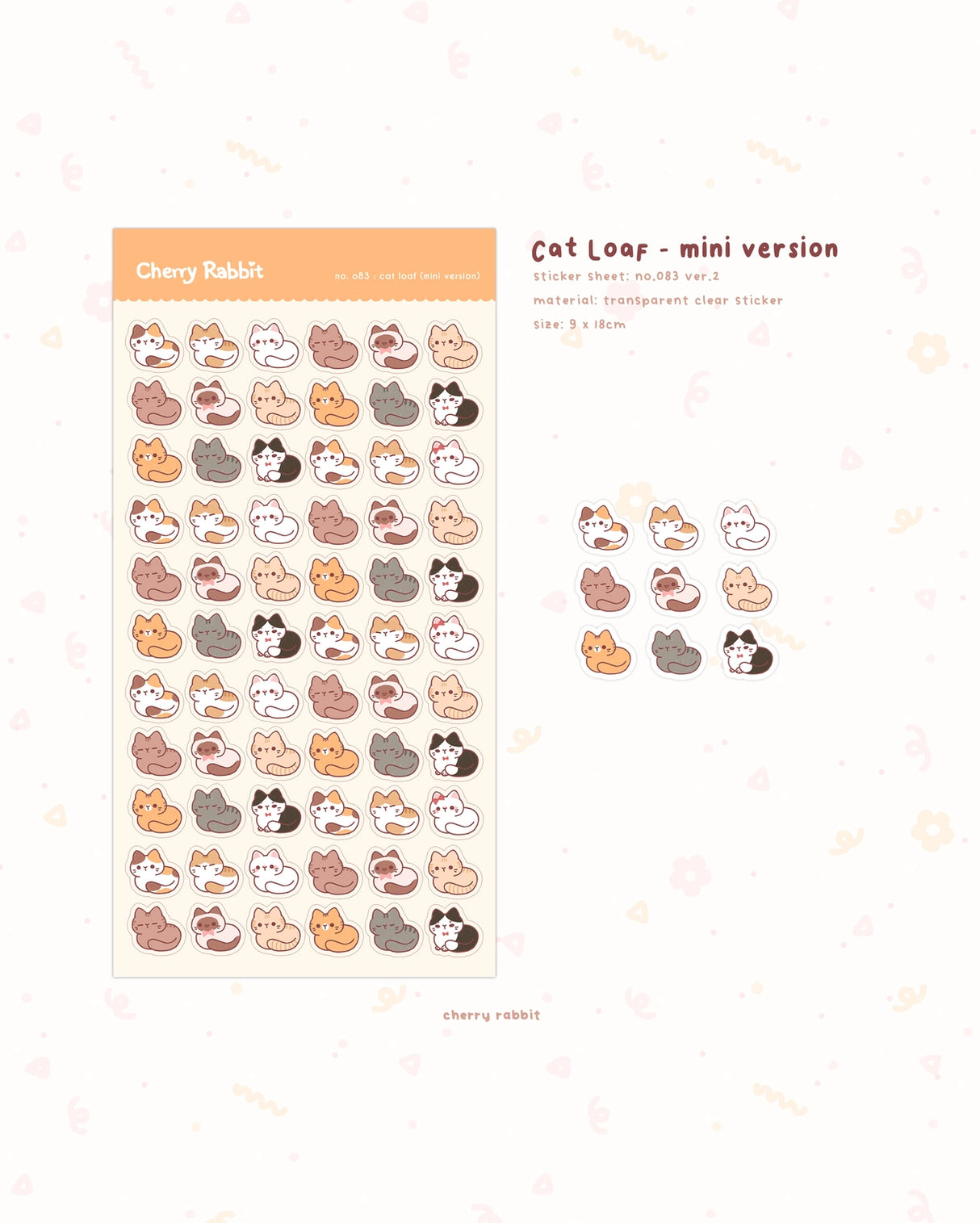 Cherry Rabbit Cat Loafs 2 Sticker Sheet