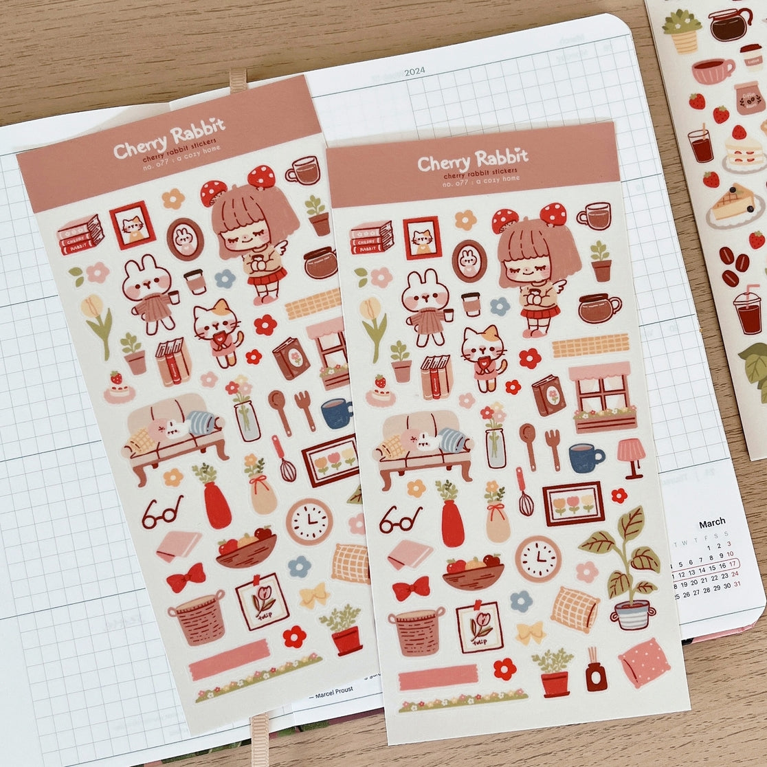 Cherry Rabbit Cozy Home Sticker Sheet