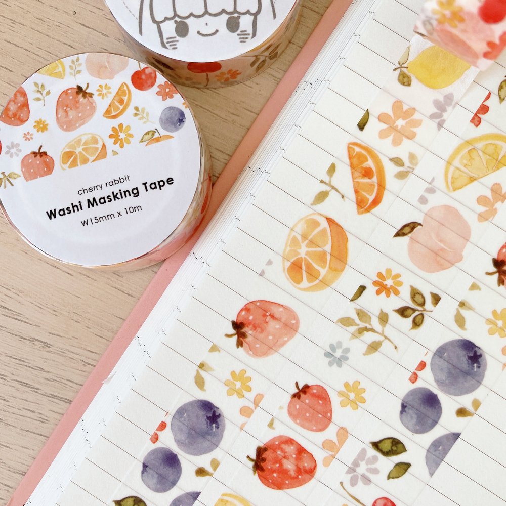 Cherry Rabbit Fruits Washi Tape