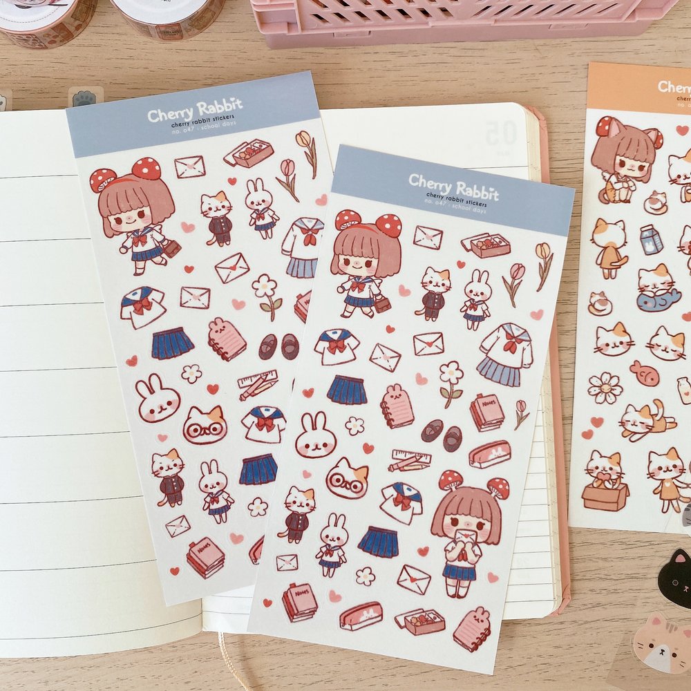 Cherry Rabbit School Days Sticker Sheet 047