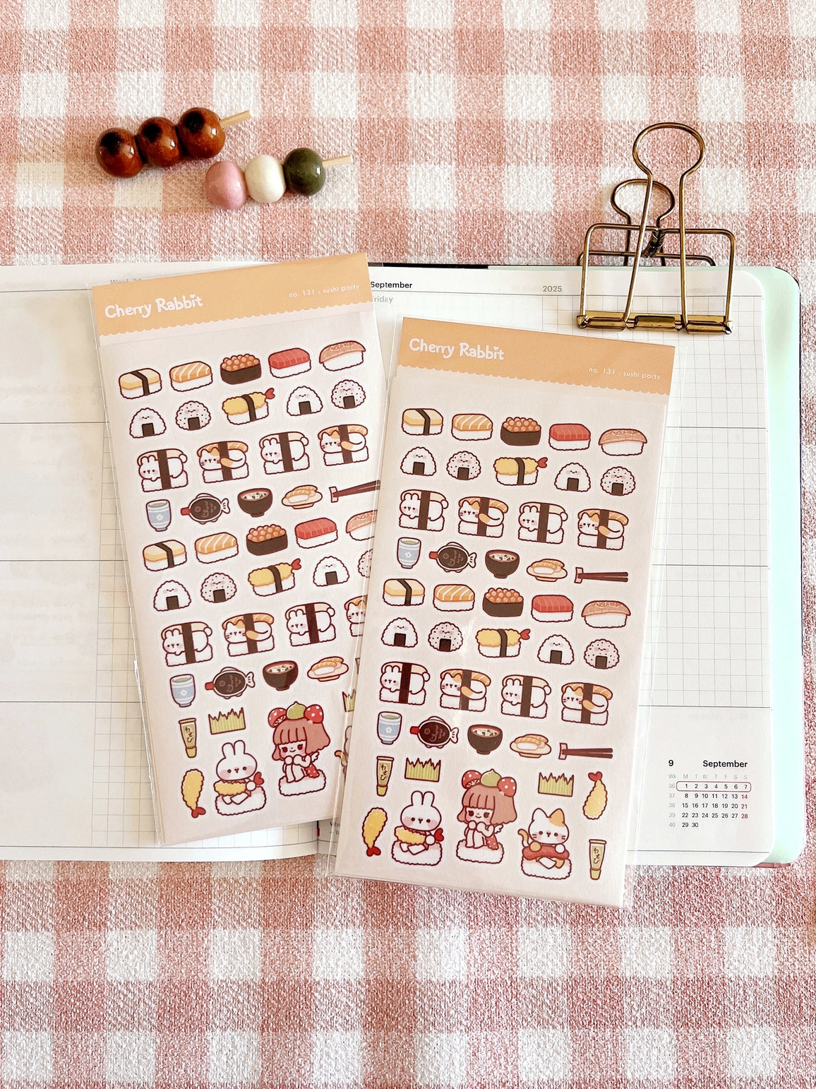 Cherry Rabbit Sushi Party Sticker Sheet