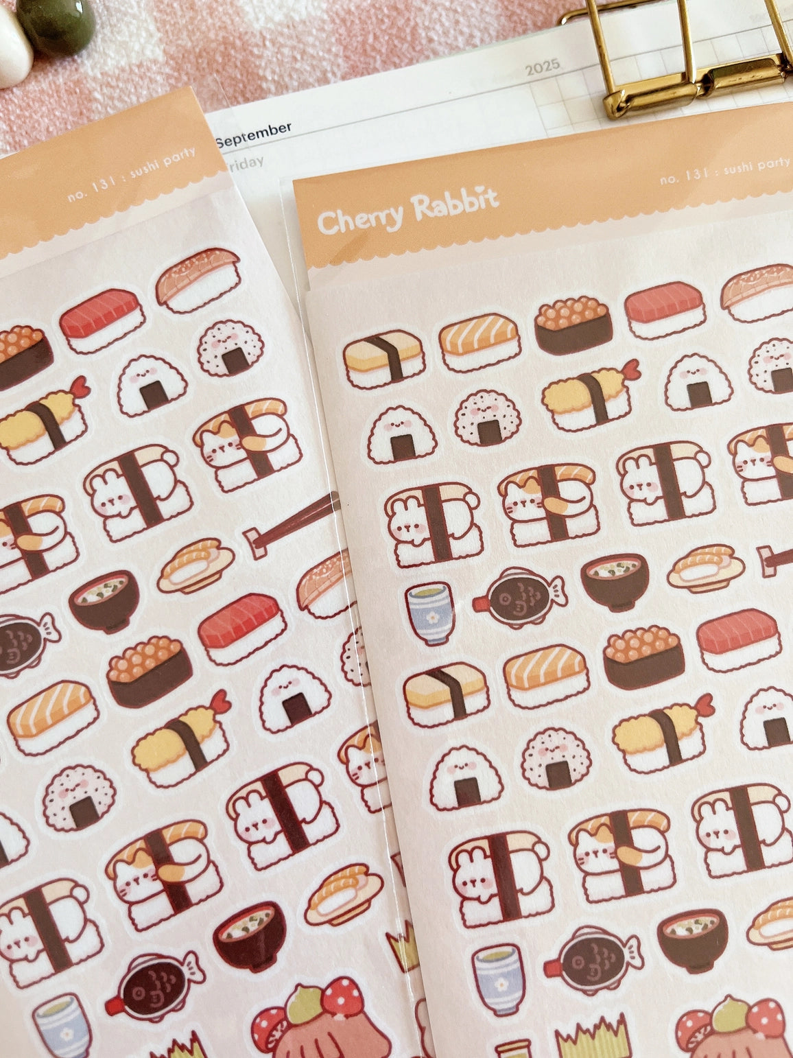 Cherry Rabbit Sushi Party Sticker Sheet
