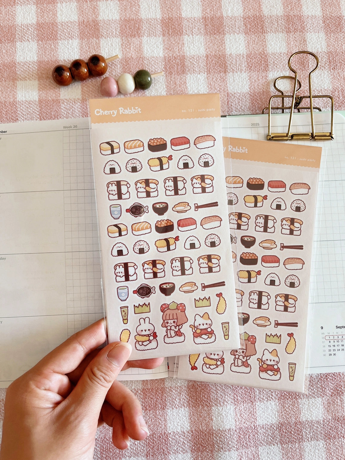 Cherry Rabbit Sushi Party Sticker Sheet
