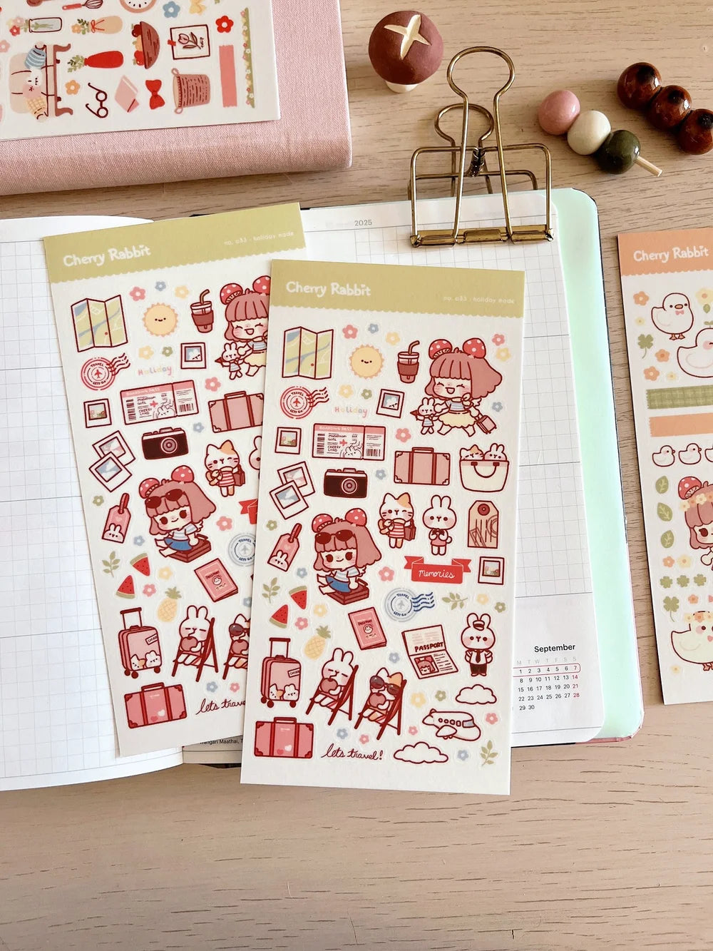 Cherry Rabbit Holiday Mode Sticker Sheet