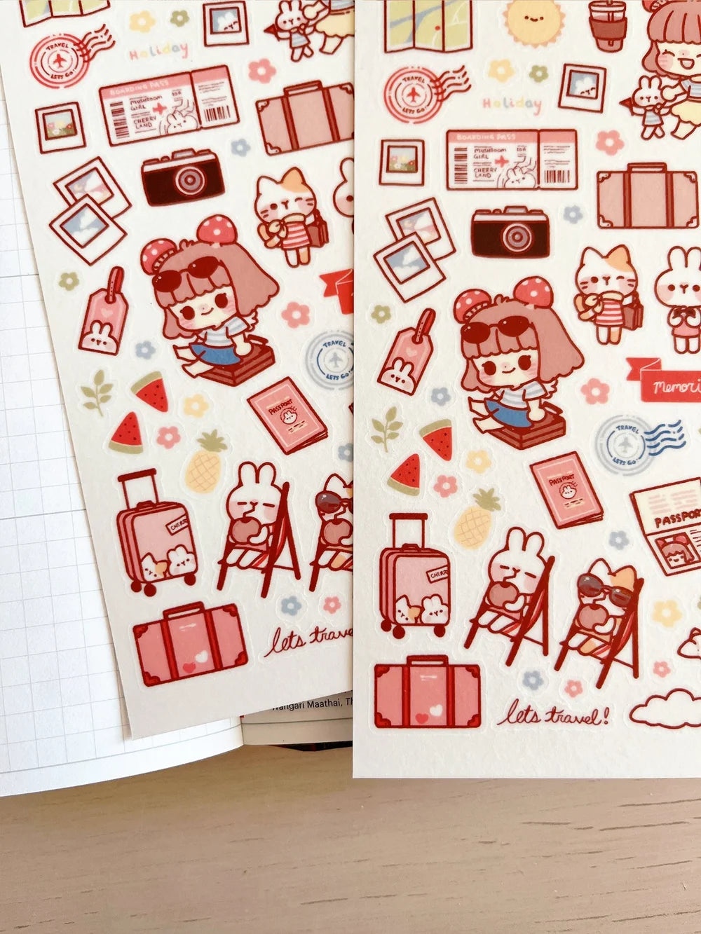 Cherry Rabbit Holiday Mode Sticker Sheet
