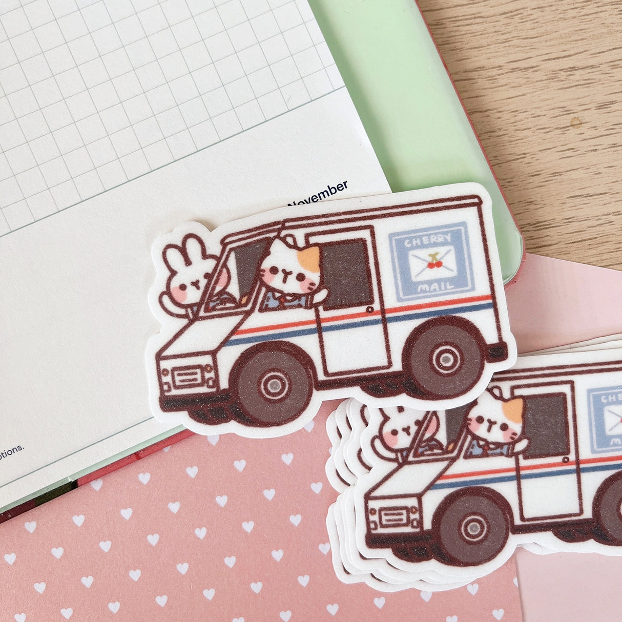 Cherry Rabbit Cherry's Postal Service Sticker