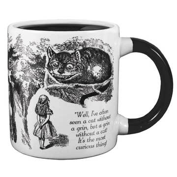 Taza de café que cambia de temperatura con el gato de Cheshire