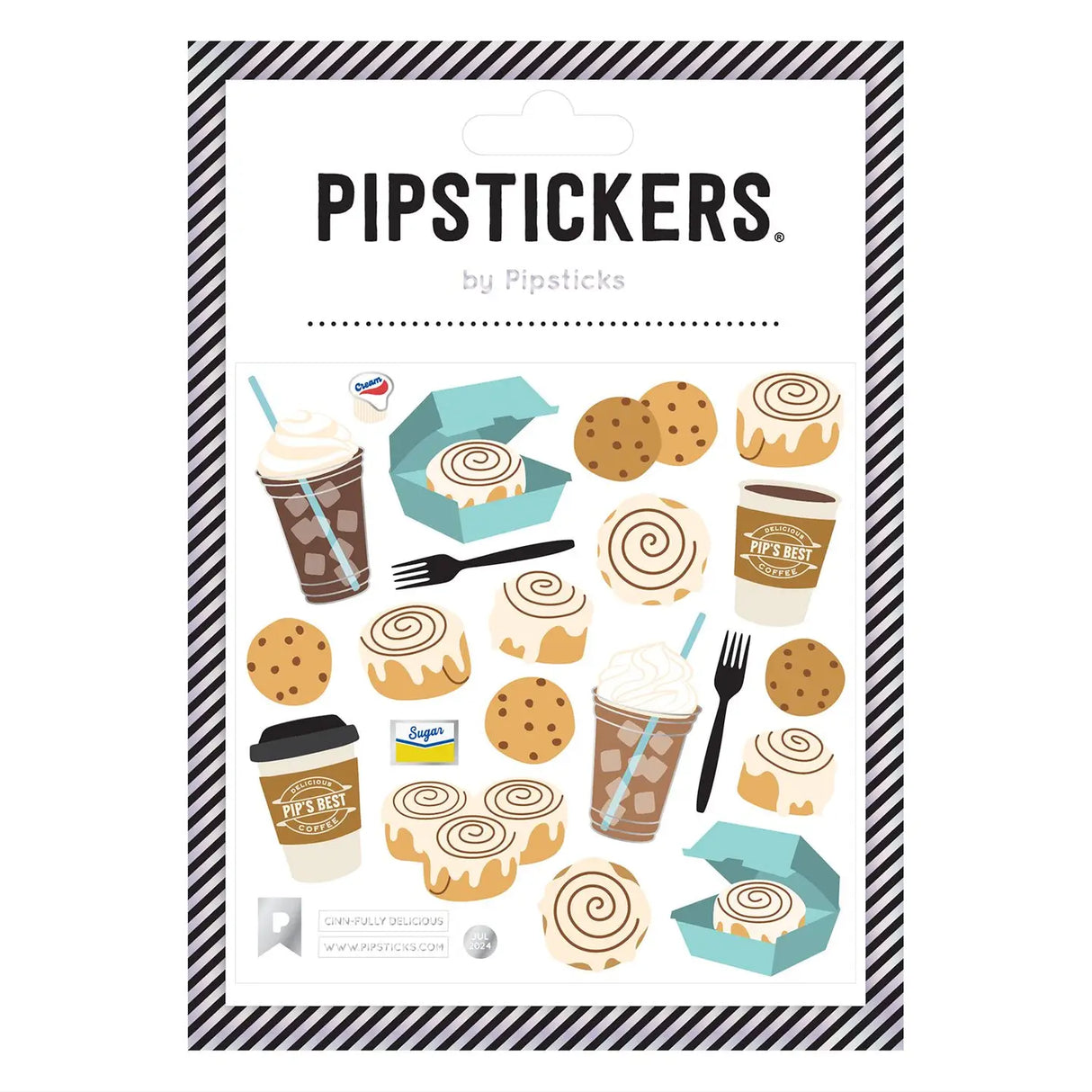 PipStickers are the PERFECT gift for the sticker lover in your life - even if it's you! These unique PVC designs with silver foil accents come on a clear backing and cannot be found anywhere else.
Includes one 4'' x 4'' sheet of Cinn-fully Delicious PipStickers and includes the Pipsticks manifesto.