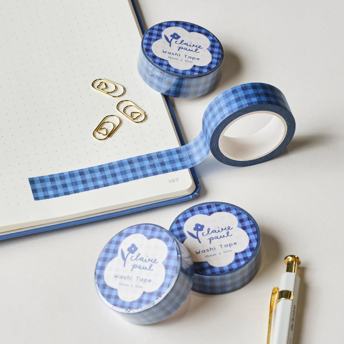 Claire Paul Washi Tape - Dark Blue Check
Washi tape in a blue check quilted pattern!
This paper masking tape is perfect for decorating your bullet journal and planners, scrapbooking & gift wrapping. It'll add some fun and colour to any surface and is easy to peel off.
10m x 15mm
