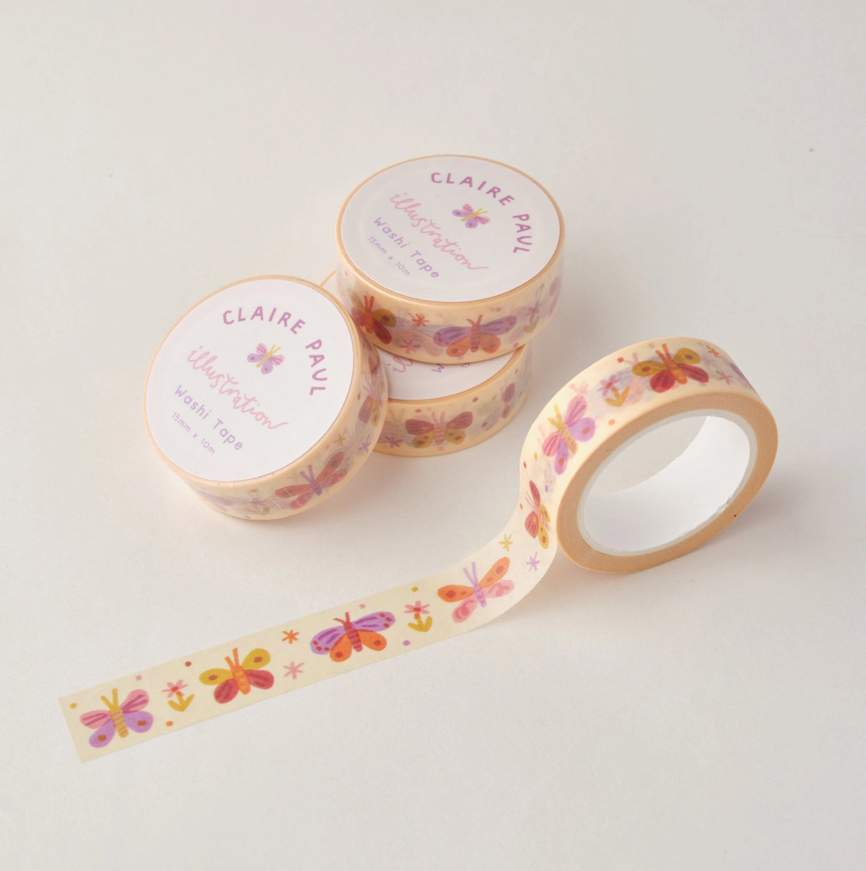 Cute washi tape with a butterfly pattern in pastel colours.
This paper masking tape is perfect for decorating your bullet journal and planners, scrapbooking & gift wrapping. It'll add some fun and colour to any surface and is easy to peel off.
10m x 15mm