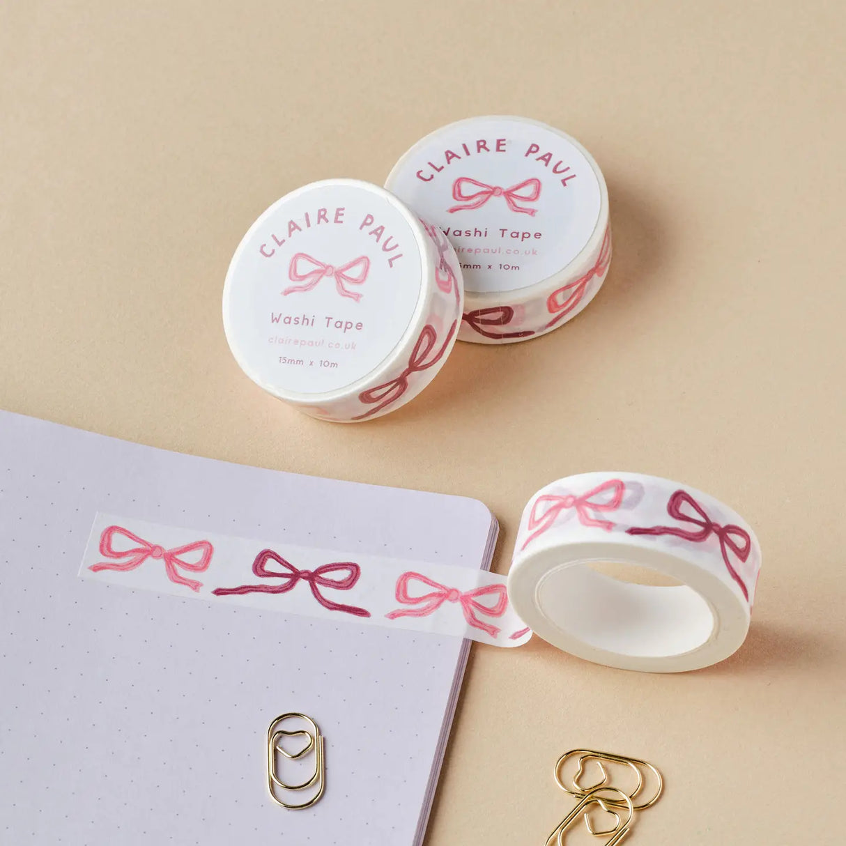 Pink Bows washi tape!
This paper masking tape is perfect for decorating your bullet journal and planners, scrapbooking & gift wrapping. It'll add some fun and colour to any surface and is easy to peel off.
10m x 15mm