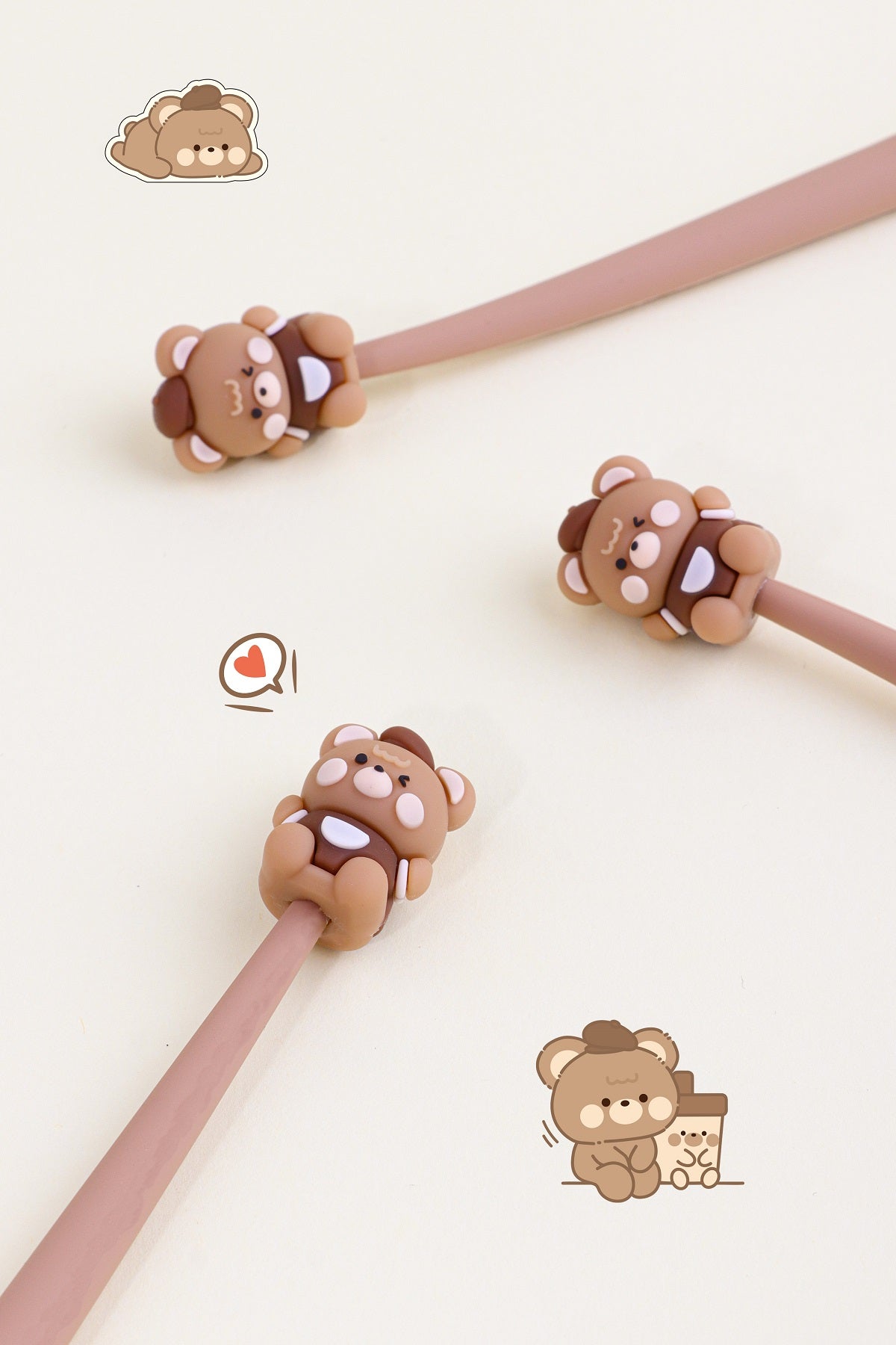 Coffee Bear Wiggle Gel Pen 0.5mm Black Ink