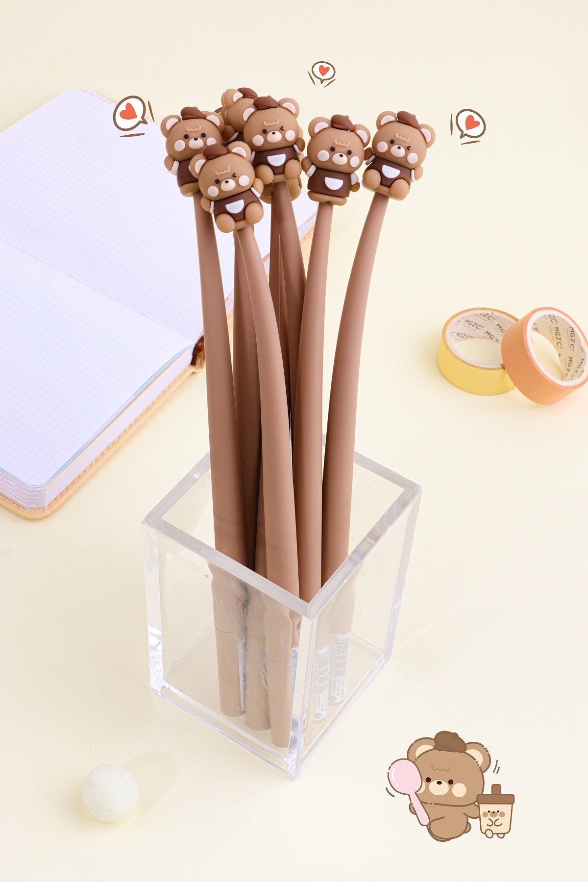 Coffee Bear Wiggle Gel Pen 0.5mm Black Ink