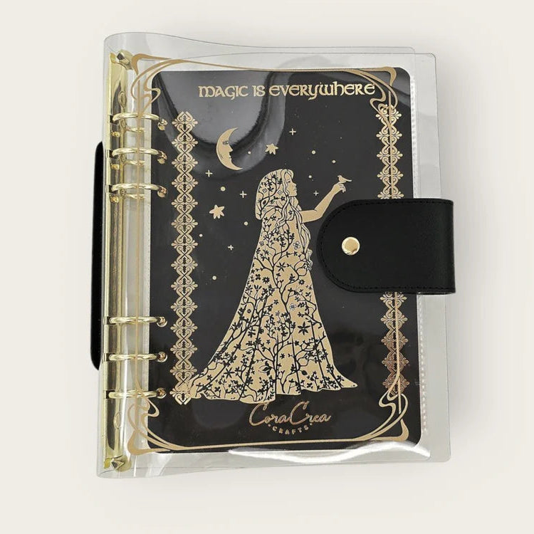 Stay organized and stylish on-the-go with our A5 Witch Organizer Binder—the perfect companion for crafting enthusiasts and stationery lovers alike! Featuring a mystical witch on black background and elegant golden accents, this binder adds a touch of magic to any workspace. Inside, you’ll find everything you need to keep your supplies secure and within reach.
Included with organizer:
5 Dual Vertical Sleeves: Ideal for storing PET tape cutouts or loops
2 Zipper Folders: Store postcards, stickers, and