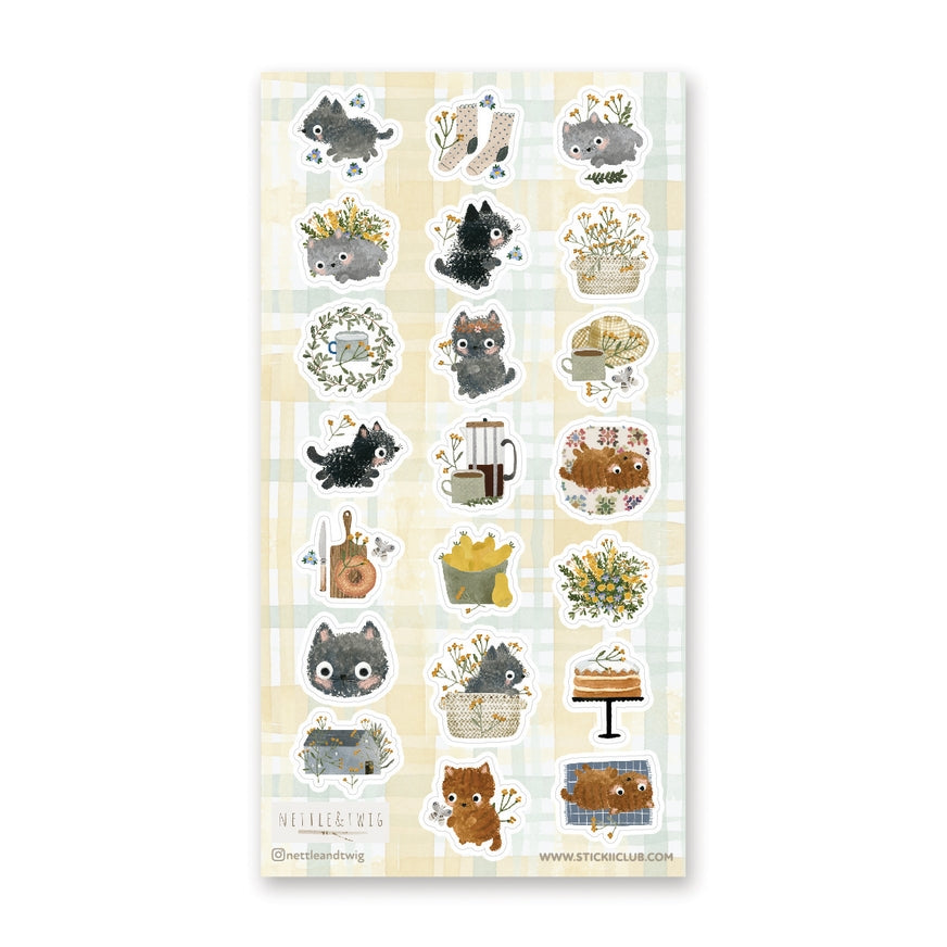 Pegatina de gatos de la cabaña