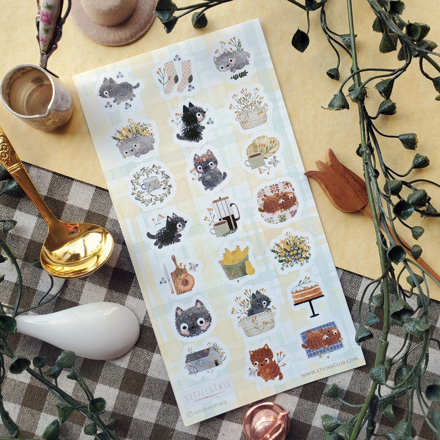 Pegatina de gatos de la cabaña