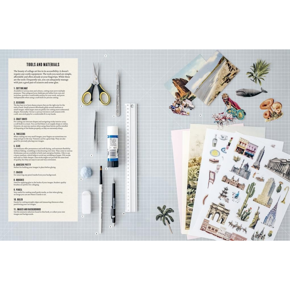 Cut Up This Book: Extraordinary Places
A brand-new collection of delightfully nostalgic and surreal images that will inspire any collage artist.
The fifth title of the successful Cut Up This Book series celebrates exotic and extraordinary locations, including strange scenes ranging from the depths of the ocean to the craters of the moon. These settings are the perfect inspiration for some dramatic and hilarious juxtapositions.
The book features helpful step-by-step tutorials to demonstrate co