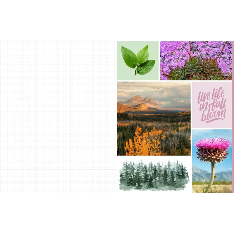 Cut & Collage National Parks invites you to cut out and piece together your own works of art inspired by the surreal beauty of America’s national parks.
Whether you’re creating collages, scrapbooks, or vision boards, let your creativity and imagination roam free as you bring America’s most beloved natural treasures to life. Immerse yourself in vibrant colors, intricate textures, and breathtaking vistas as you mix and match photographs and illustrations. From the towering cliffs of Yosemite to the other