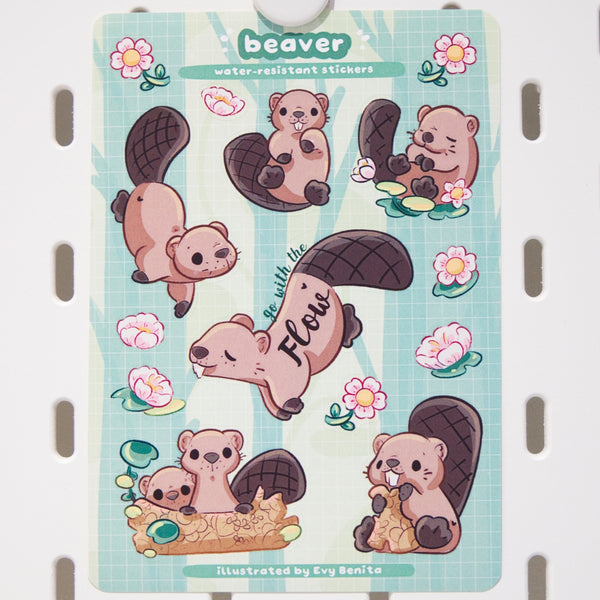 Cute River Beaver Vinyl Sticker Sheet