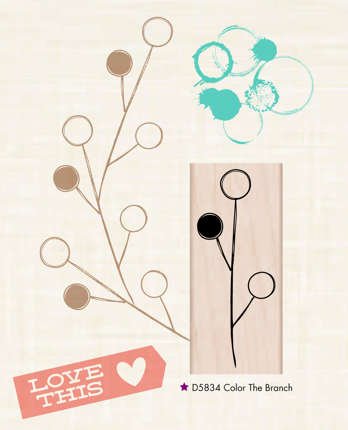 Sello de goma Colorea la rama