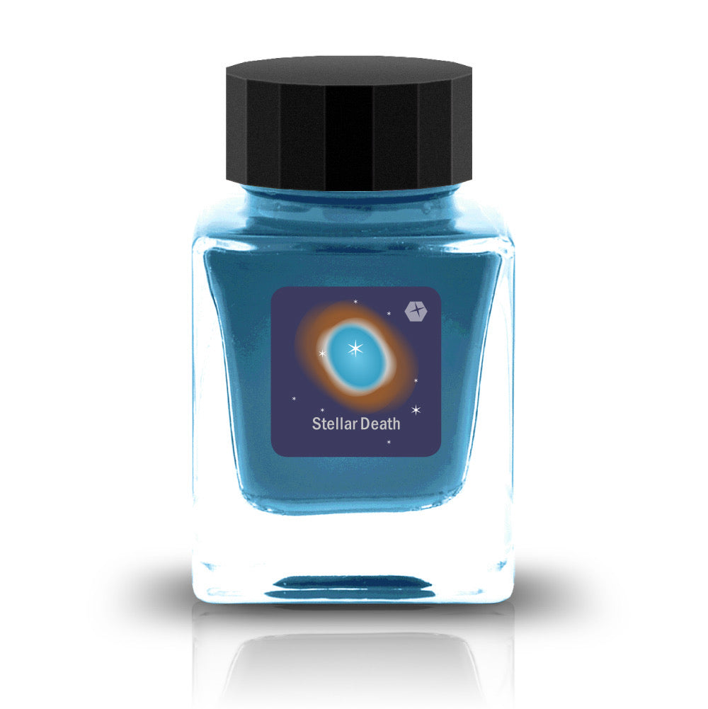 The DEEEP SPACE Collection is a series of fountain pen inks inspired by the mystery of the cosmos. Each color captures the spirit of the universe, from the deep stillness of interstellar space to the luminous shimmer of distant stars and the vivid tones of swirling nebulae. Formulated for smooth, effortless flow, these inks may also reveal subtle color-shifting effects, bringing dimension and brilliance to every stroke.
Blue
30ml
