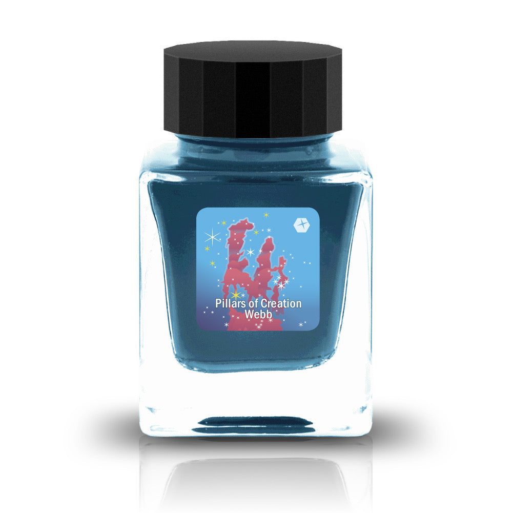 The DEEEP SPACE Collection is a series of fountain pen inks inspired by the mystery of the cosmos. Each color captures the spirit of the universe, from the deep stillness of interstellar space to the luminous shimmer of distant stars and the vivid tones of swirling nebulae. Formulated for smooth, effortless flow, these inks may also reveal subtle color-shifting effects, bringing dimension and brilliance to every stroke.
Blue and shades to gray
30ml