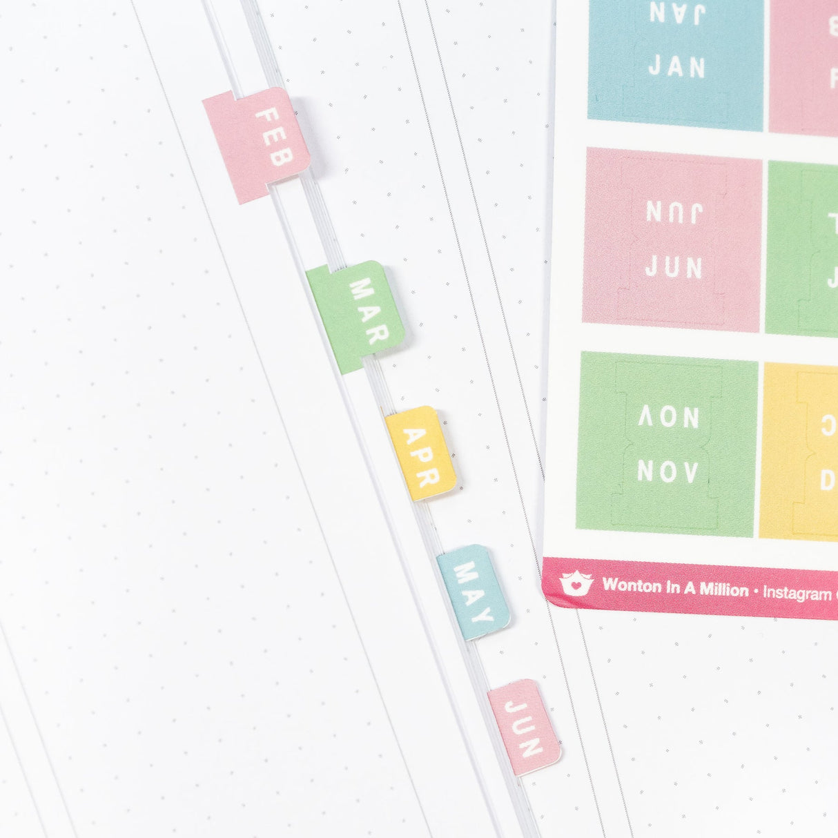 Paper & Milk Monthly Tab Stickers