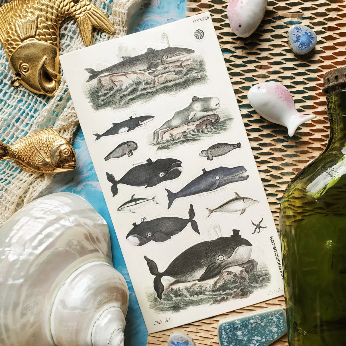 π©π³ Very distinguished, very deep, very delightful! This charming sheet is filled with dapper whales and curious sea creatures dressed for their grand ocean debut. With tiny top hats, monocles, and a wonderfully whimsical old-world feel, these gentle giants will bring plenty of seaside sophistication to your creations.
Top Coating: None
Adhesive Layer: Paper
Backing Layer: Paper
6.69"x3.54"
Weight: 0.03oz
1 Sheet Included