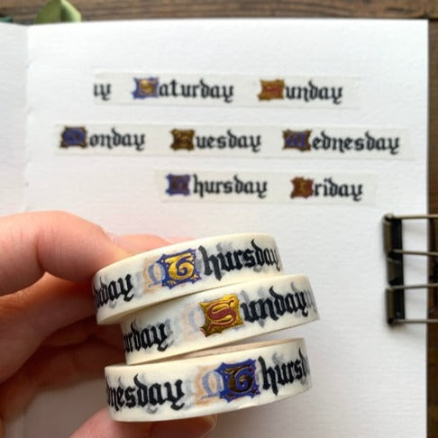 Days of the Week Medieval Inspired Washi Tape