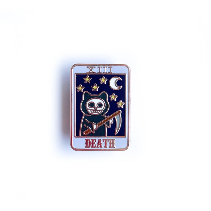 Pin de esmalte del gatito del Tarot de la muerte