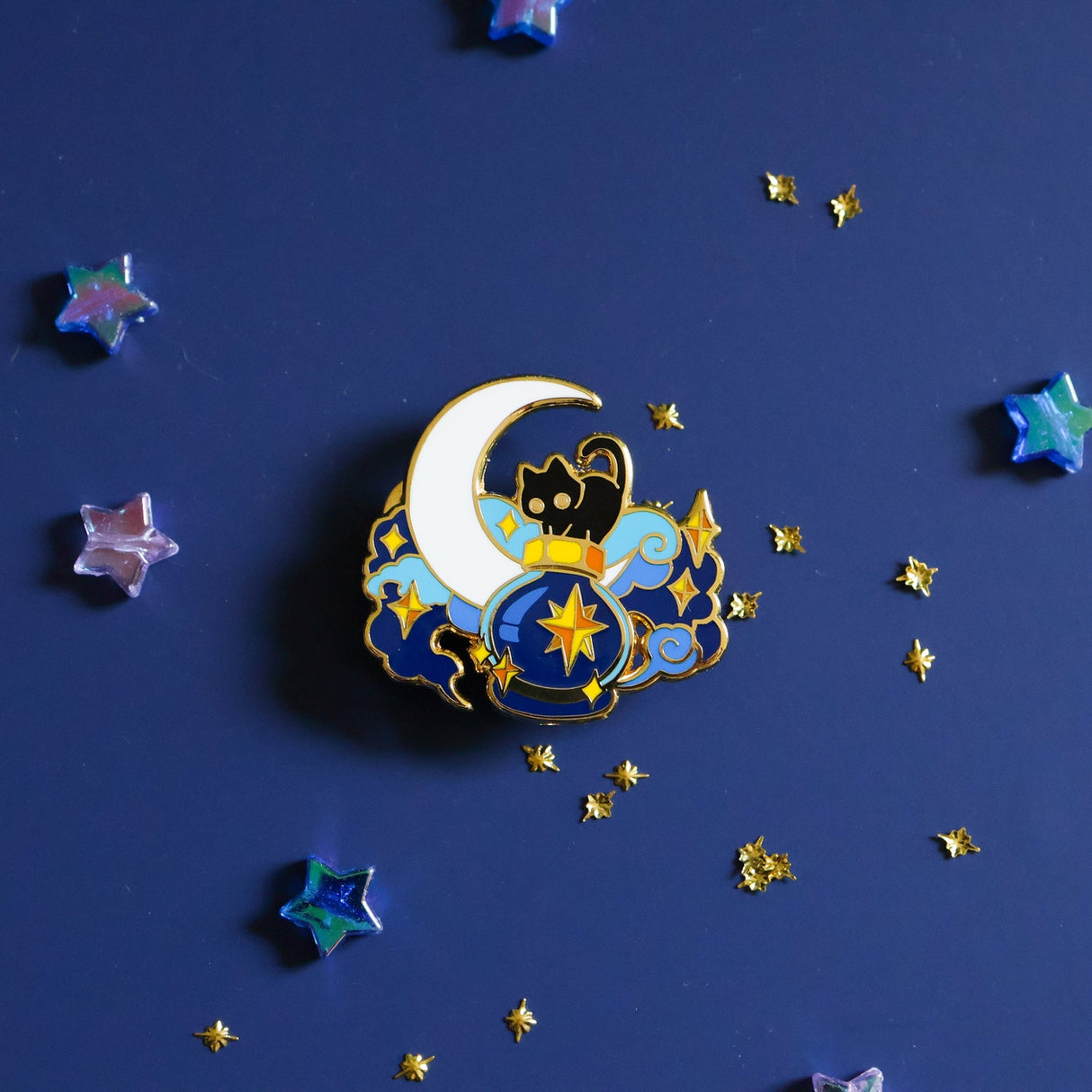 Thousand Skies Deep Sky and A Black Cat Enamel Pin Ink Bottle