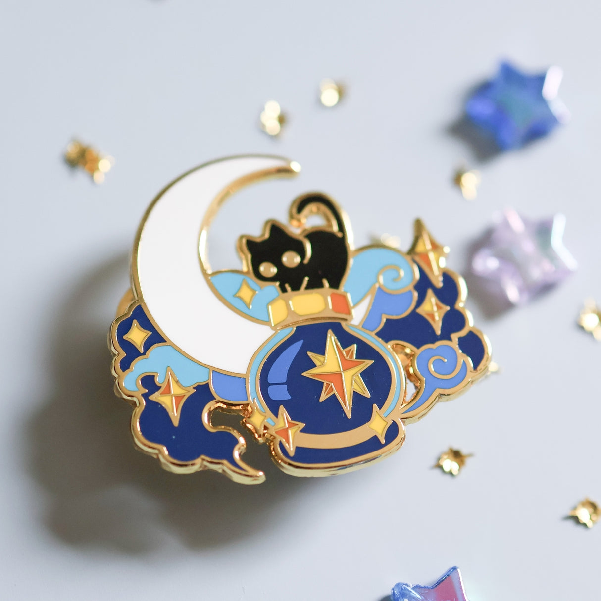 Thousand Skies Deep Sky and A Black Cat Enamel Pin